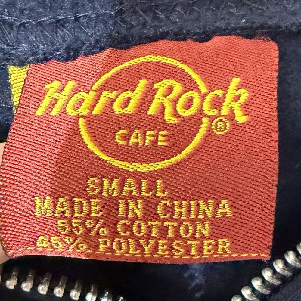 Hard Rock Cafe Cleveland Hoodie Mens Small Zip Logo Graphic Sweatshirt Blue - Picture 4 of 5